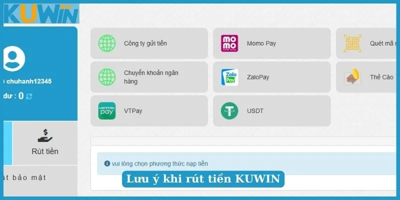 Cách rút tiền KUWIN siêu nhanh và an toàn